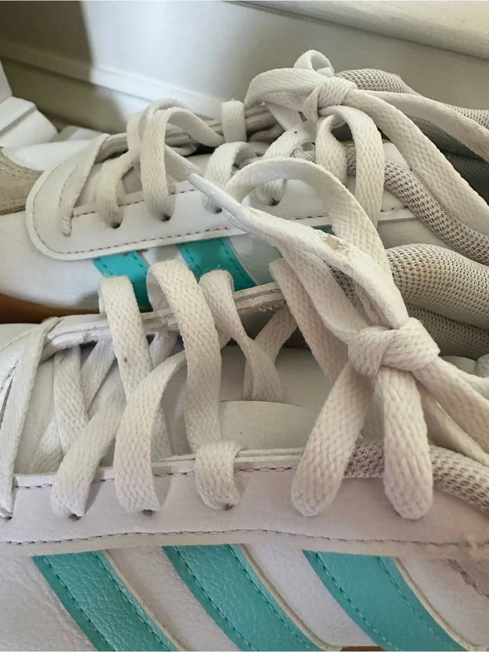 ADIDAS VL Court 3.0 Kids' Tennis Shoes White Flash and Aqua Sneaker 2